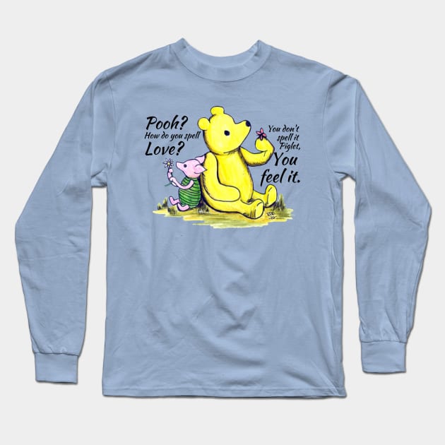 How do you spell love? - Winnie the Pooh and Piglet Too Long Sleeve T-Shirt by Alt World Studios